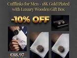 Elegant Cufflinks for Men – 18K Gold Plated with Luxury Wooden Gift Box - photo 1