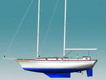 Sailing-motor shooner 45 ft with aluminum hull.